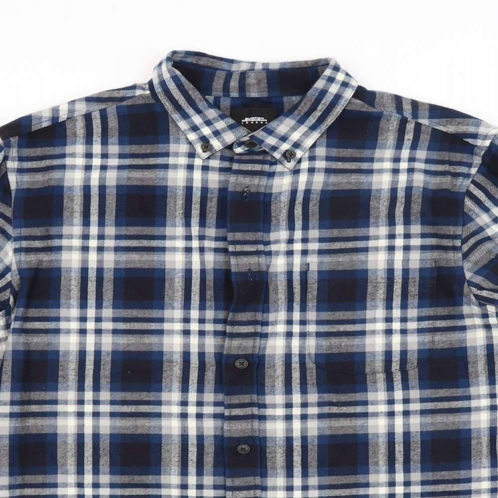 Burton Mens Blue Check   Button-Up Size M