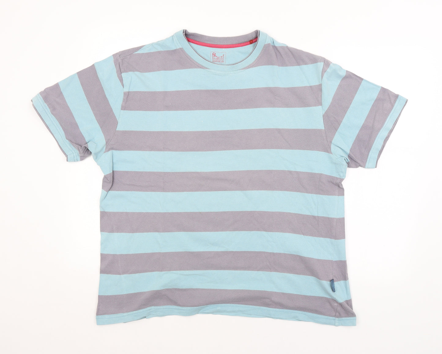 BHS Mens Blue Striped   T-Shirt Size L