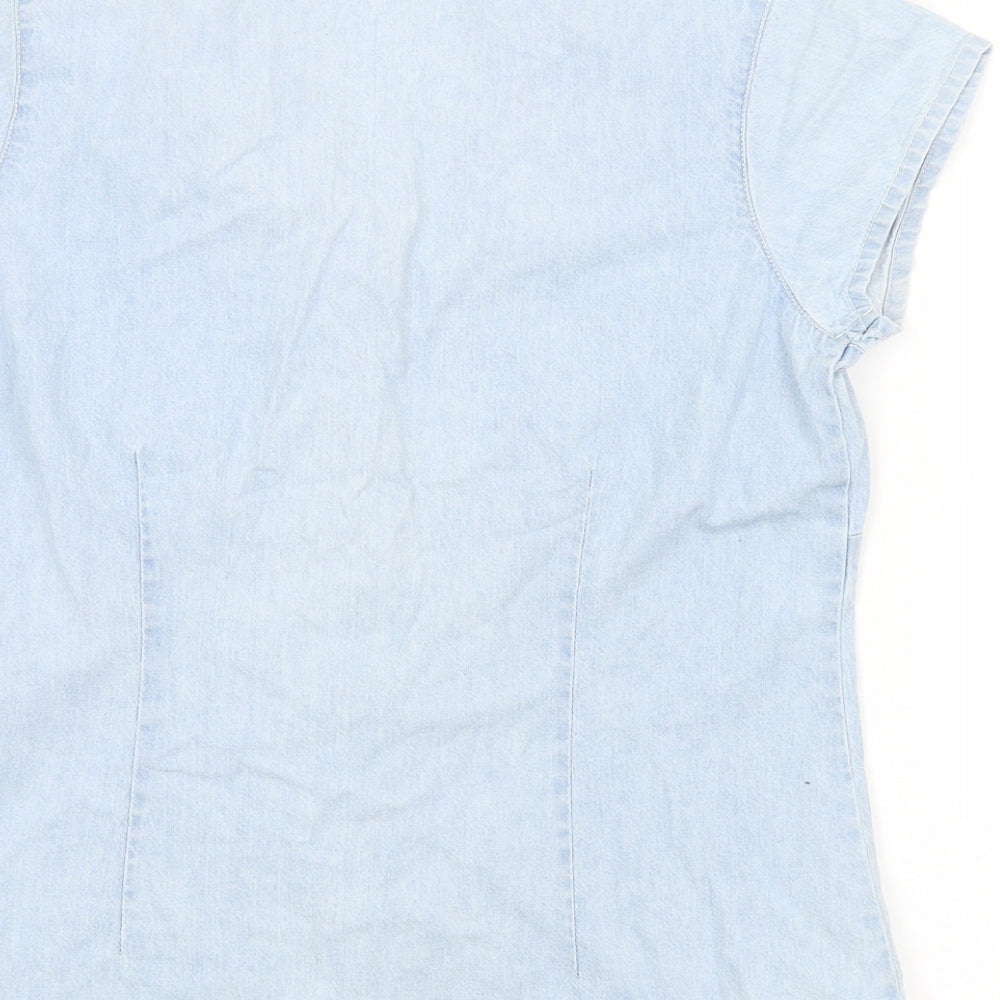 BCASUAL Womens Blue Floral  Basic Button-Up Size 12