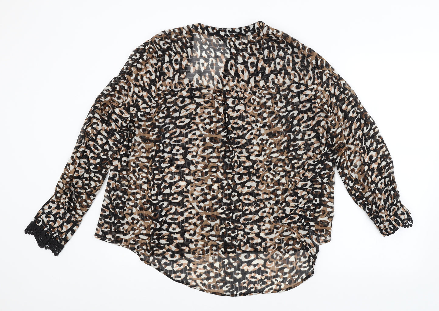 NEXT Womens Brown Animal Print  Basic Button-Up Size 12