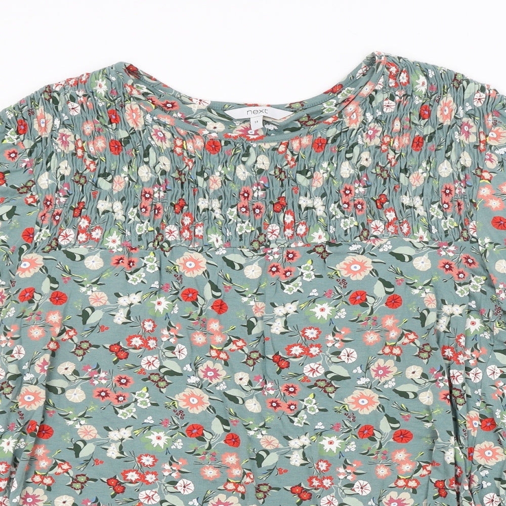 NEXT Womens Green Floral  Basic Blouse Size 14