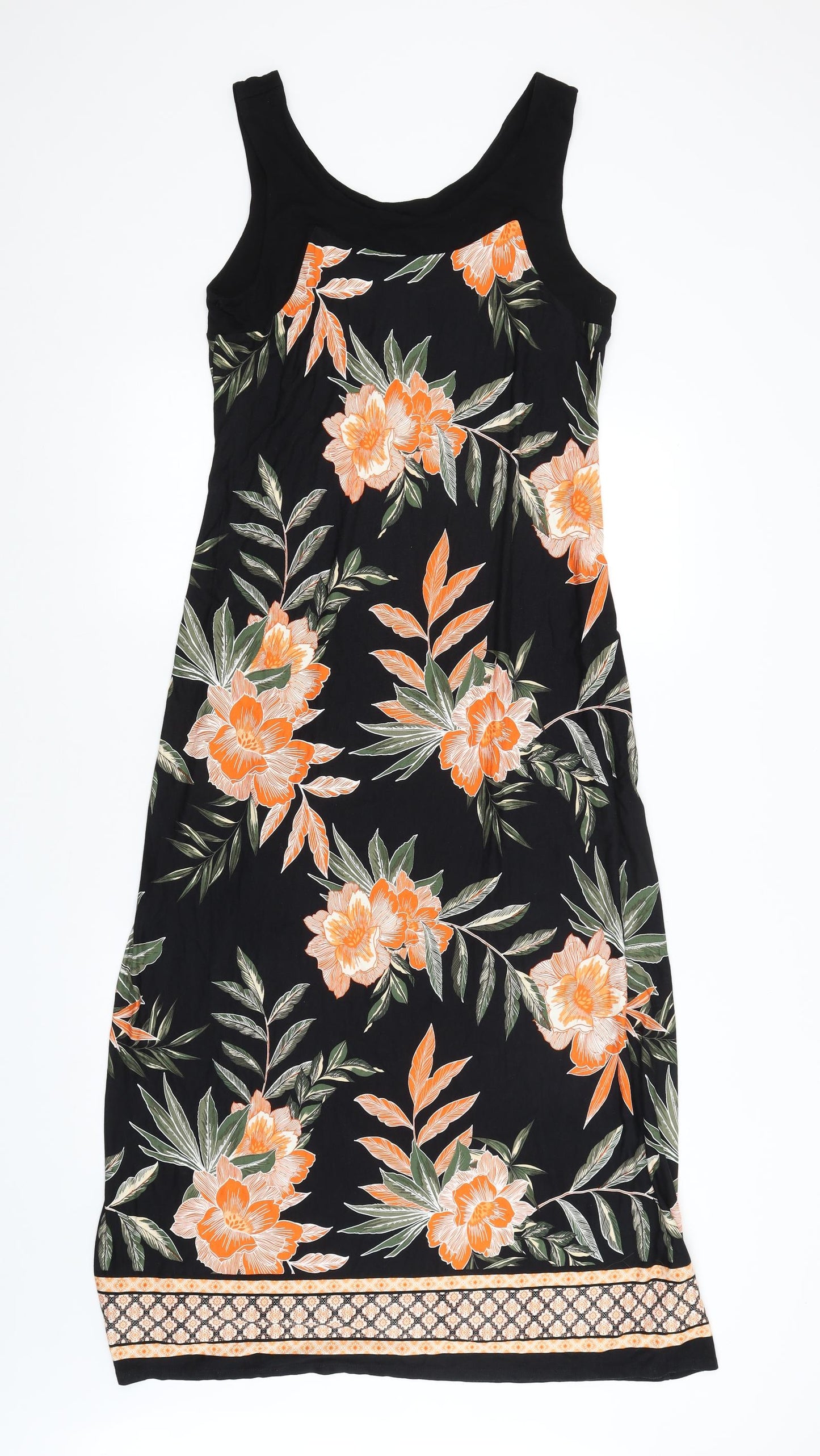Roman Womens Black Floral  Slip Dress  Size 14