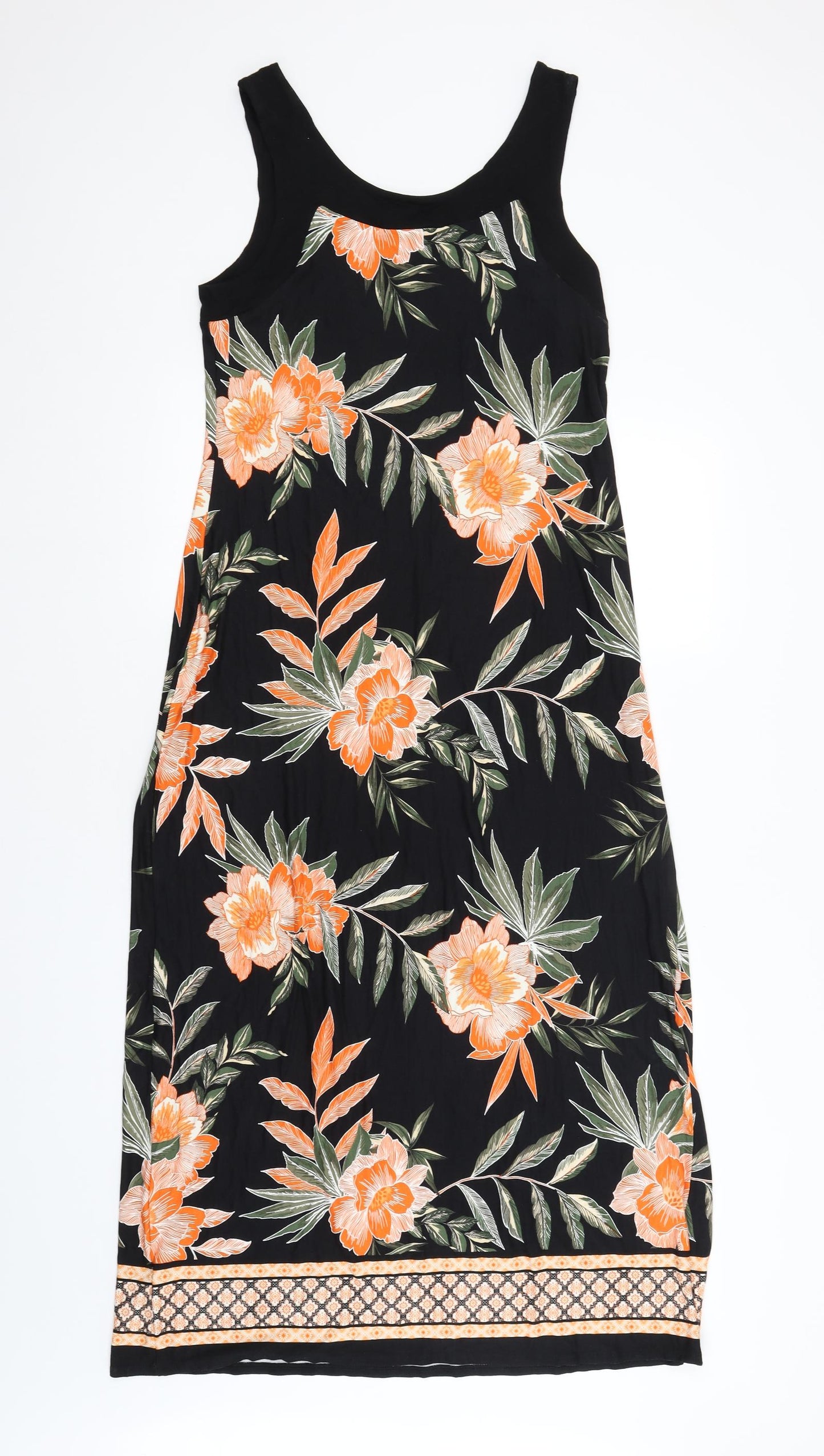 Roman Womens Black Floral  Slip Dress  Size 14