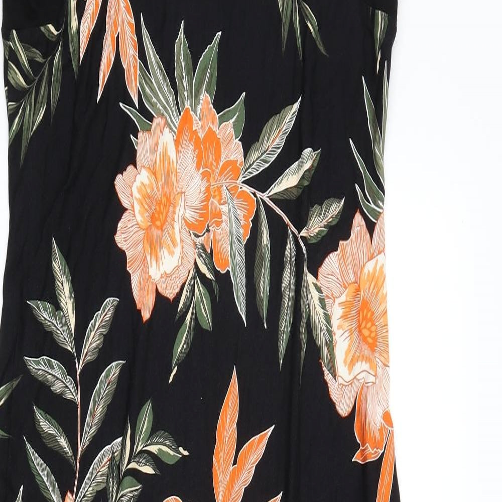 Roman Womens Black Floral  Slip Dress  Size 14
