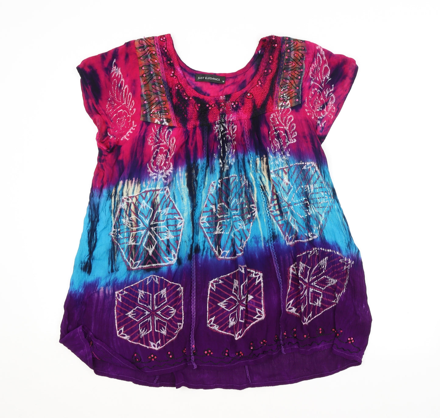 JUST ELEGANCE Womens Multicoloured Argyle/Diamond  Basic Blouse Size M