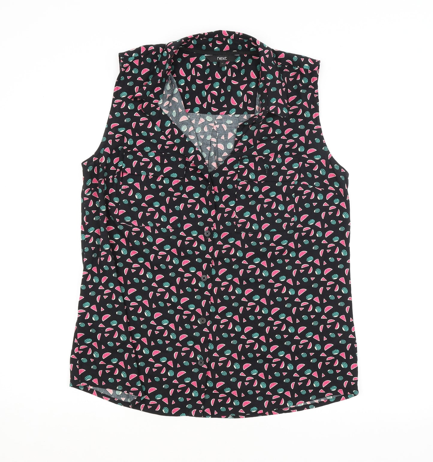 NEXT Womens Black Geometric  Basic Button-Up Size 14  - WATERMELON