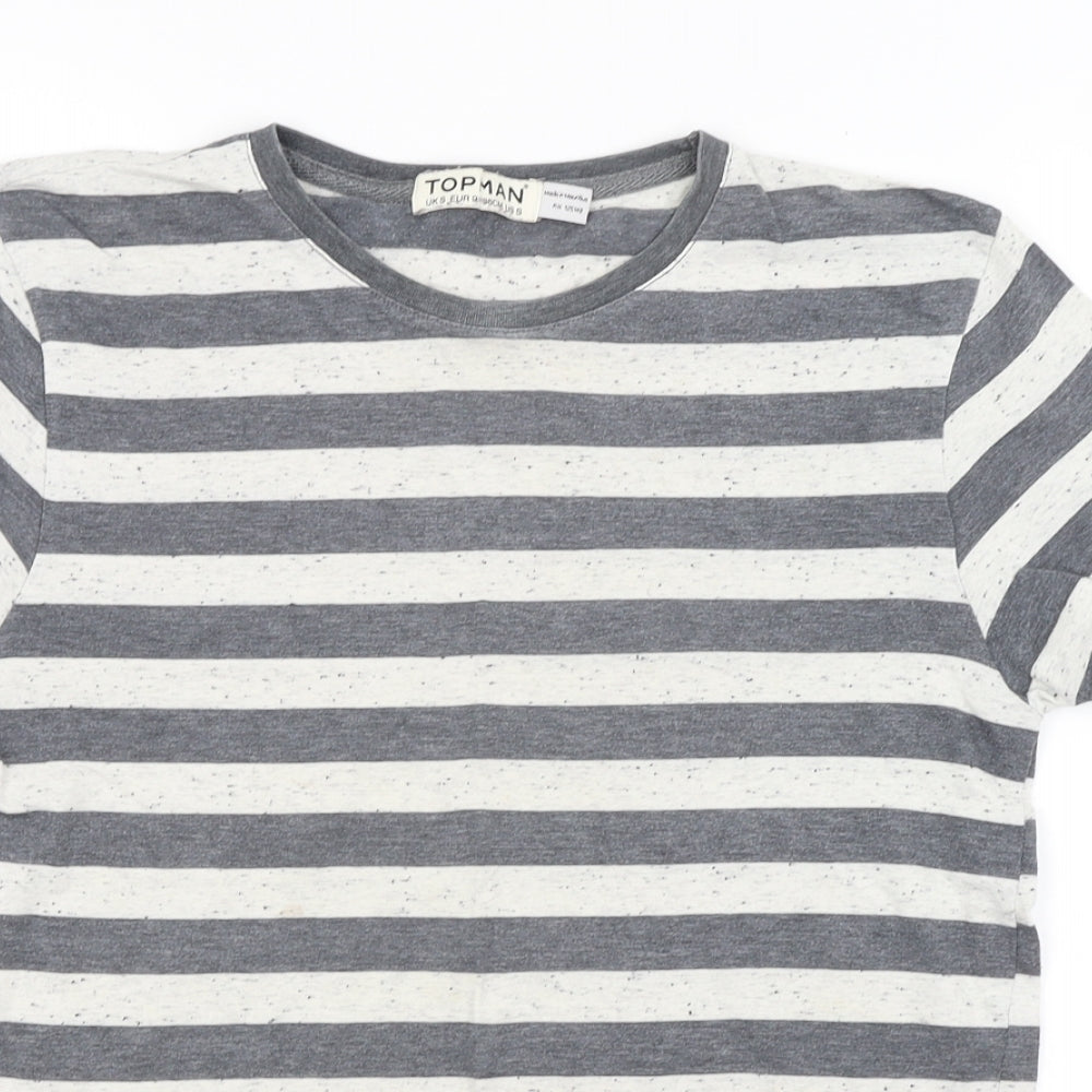Topman Mens Grey Striped   T-Shirt Size S