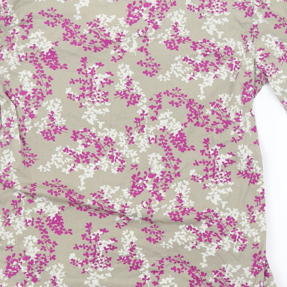 Preworn Womens Grey Floral  Basic Blouse Size 12