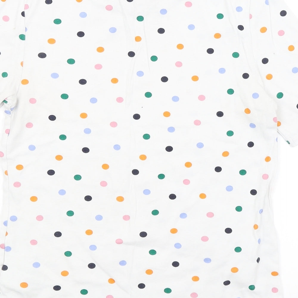 M&S Womens White Polka Dot  Basic T-Shirt Size 10
