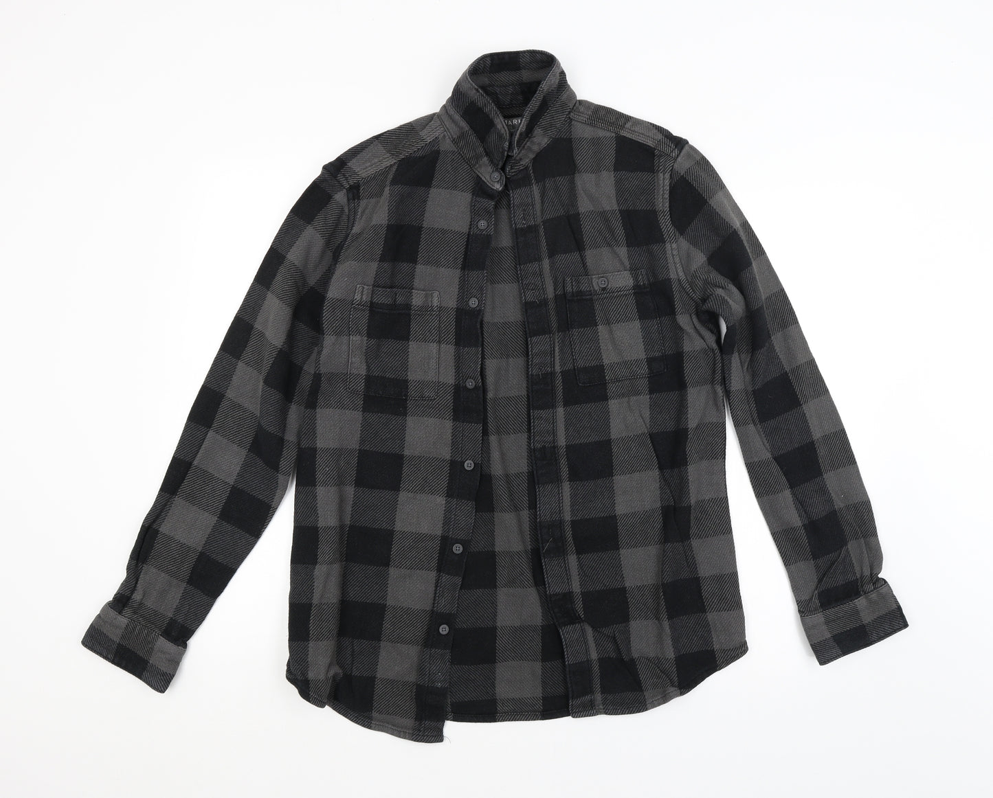 Primark Mens Grey Check   Button-Up Size S