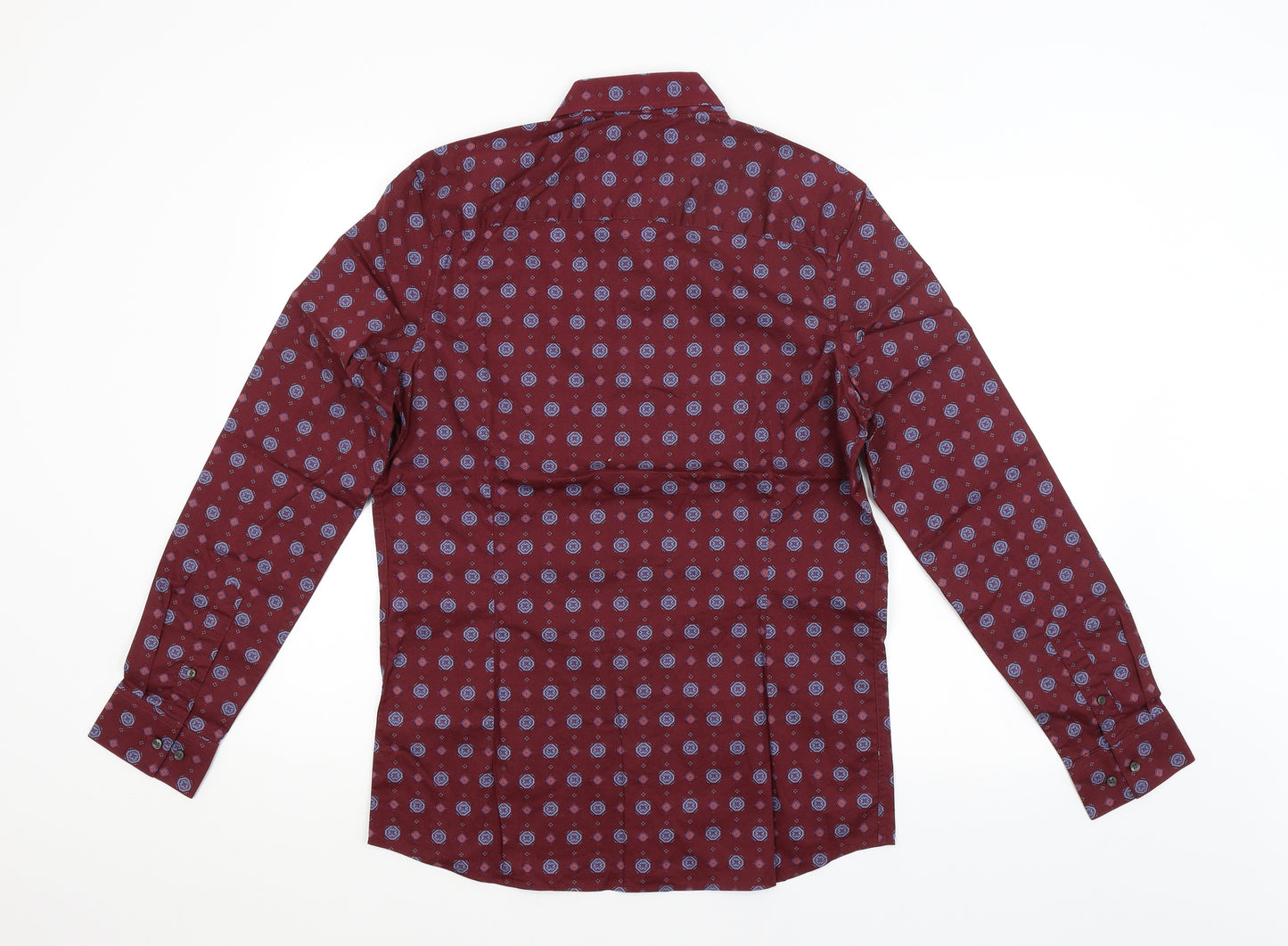 NEXT Mens Red Argyle/Diamond   Button-Up Size M