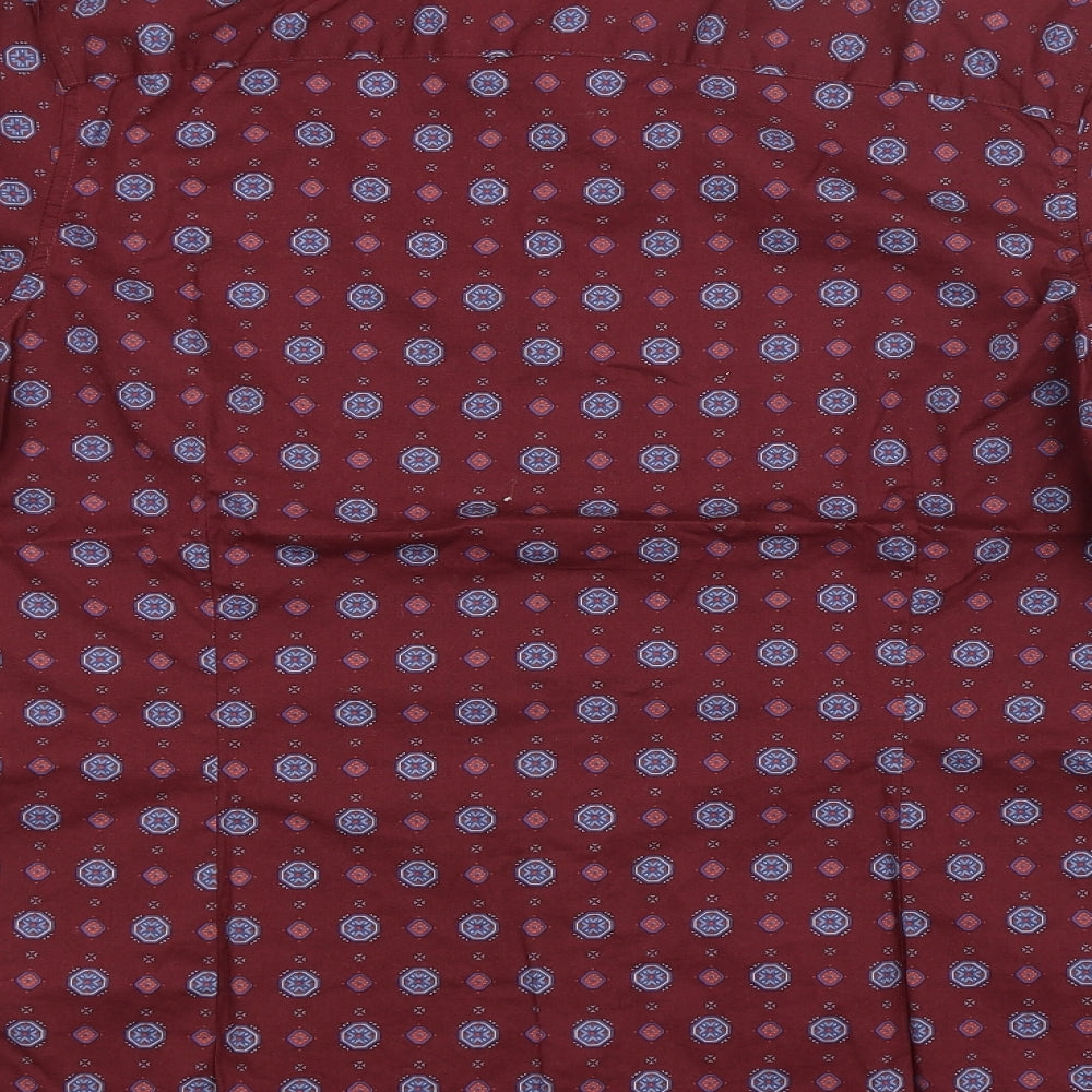 NEXT Mens Red Argyle/Diamond   Button-Up Size M