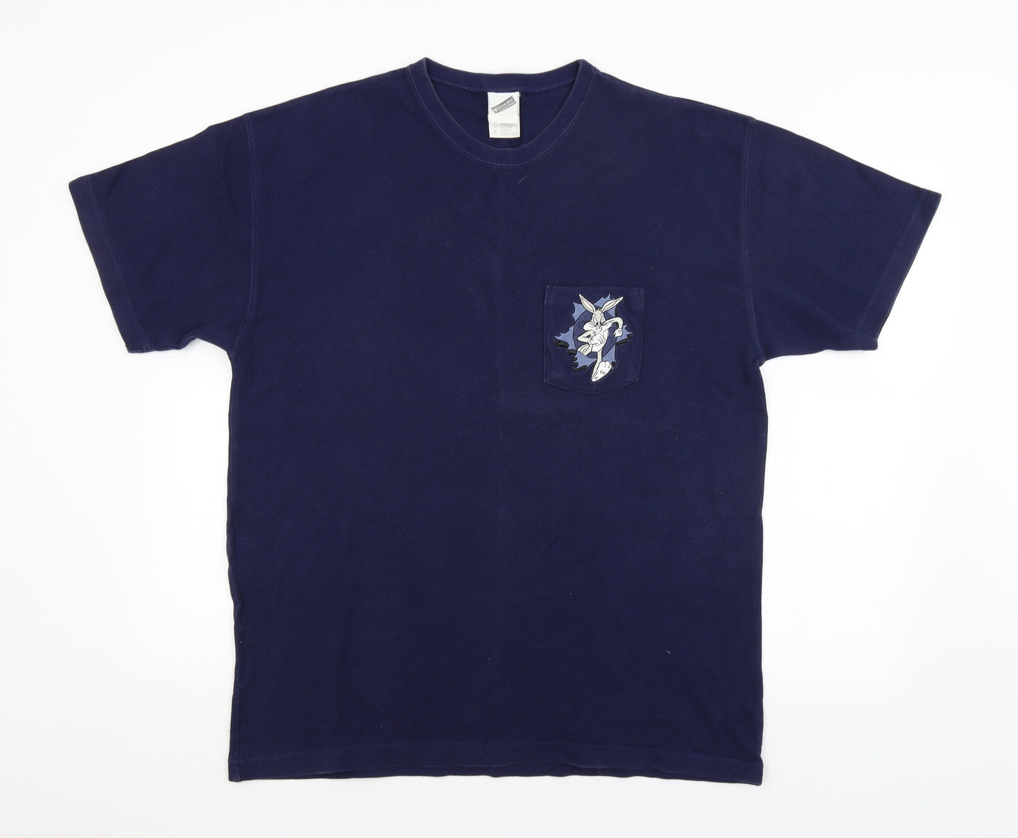 Preworn Mens Blue    Polo Size L  - Bugs Bunny Looney Tunes