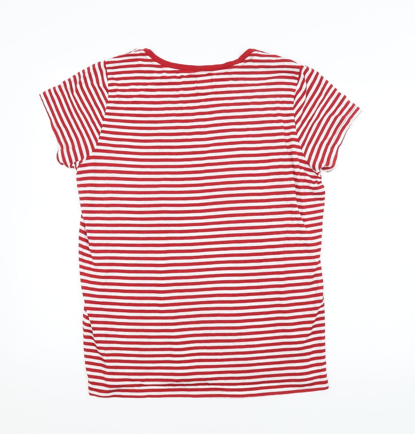 George Mens Red Striped   T-Shirt Size L  - CHRISTMAS