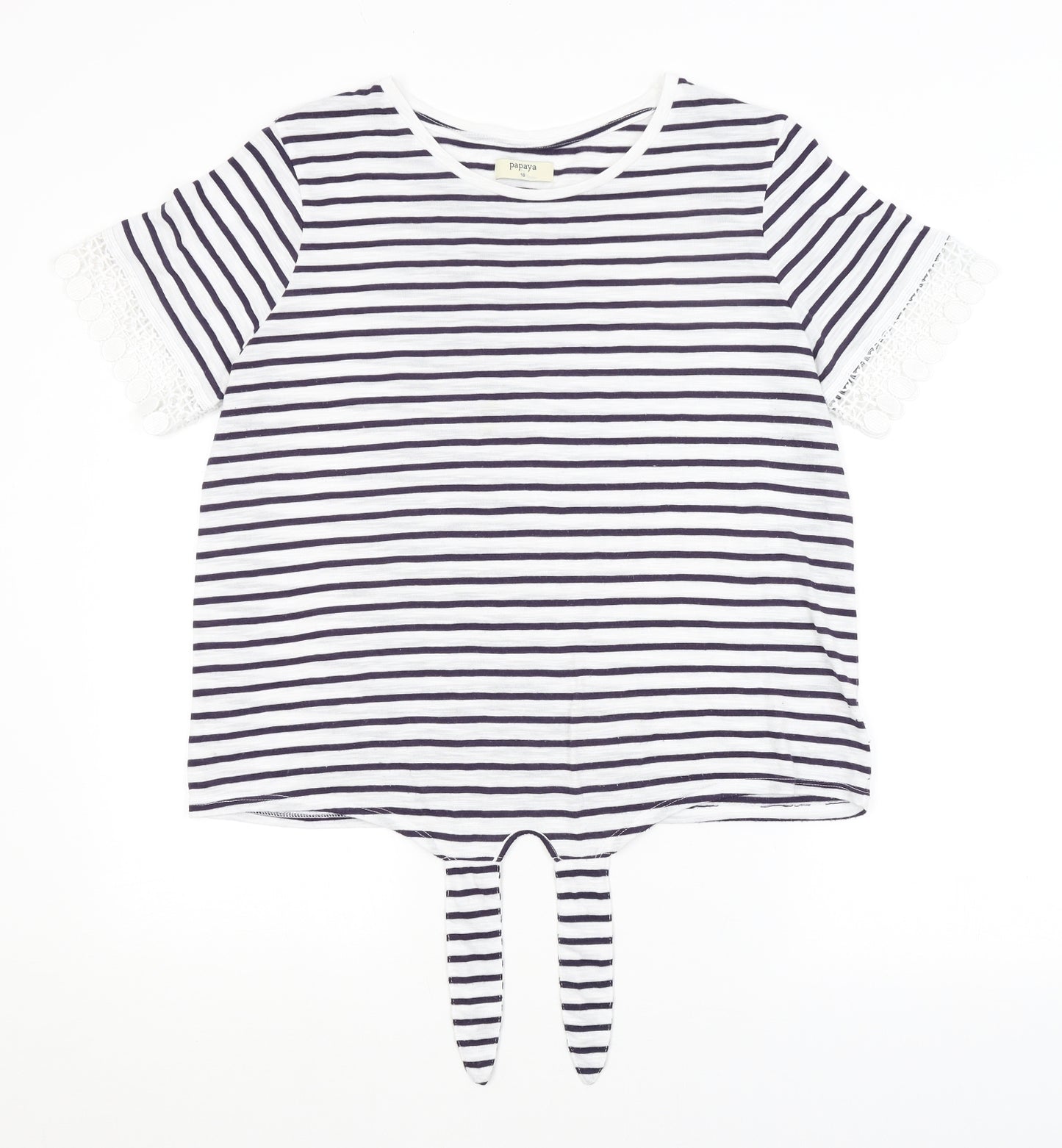 Papaya Womens White Striped  Basic Blouse Size 16