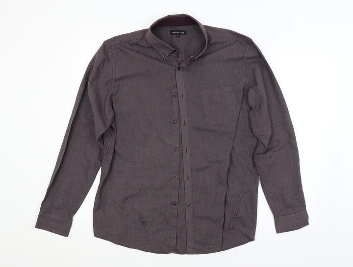 Red Herring Mens Purple Check Button-Up Size L