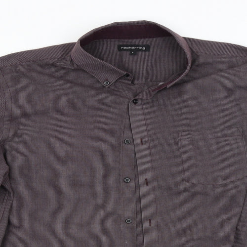 Red Herring Mens Purple Check   Button-Up Size L