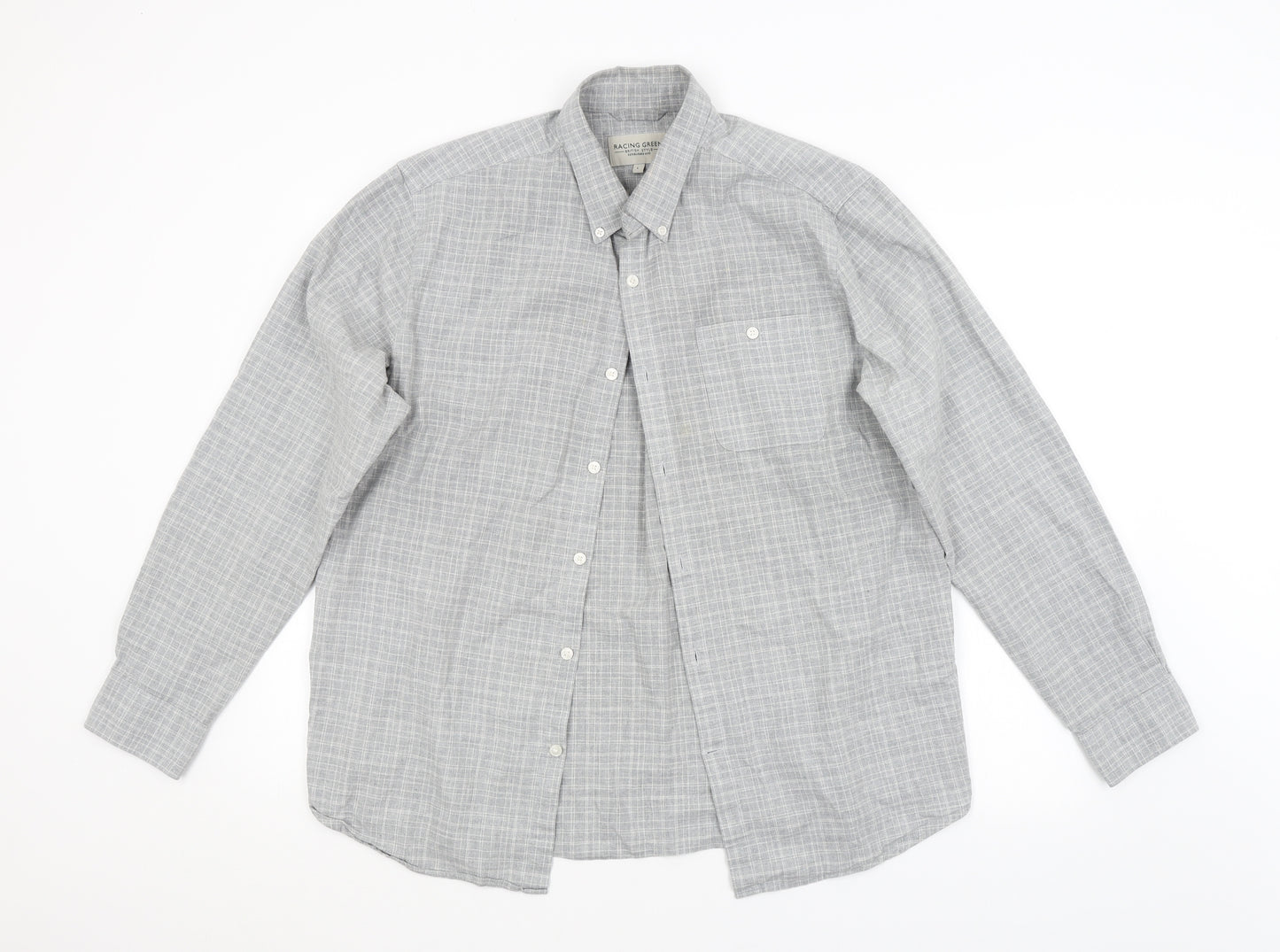 Debenhams Mens Grey Check   Button-Up Size L