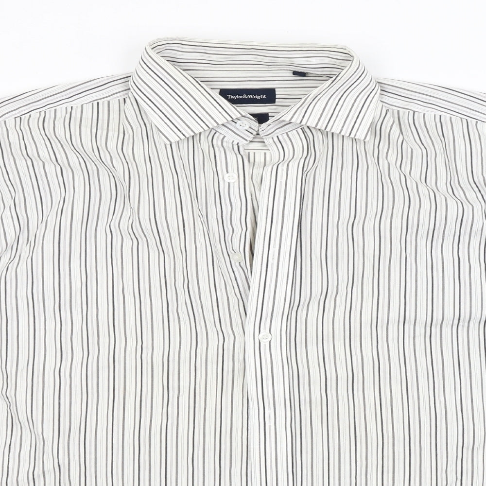 Taylor & Wright Mens White Spotted   Dress Shirt Size 16.5