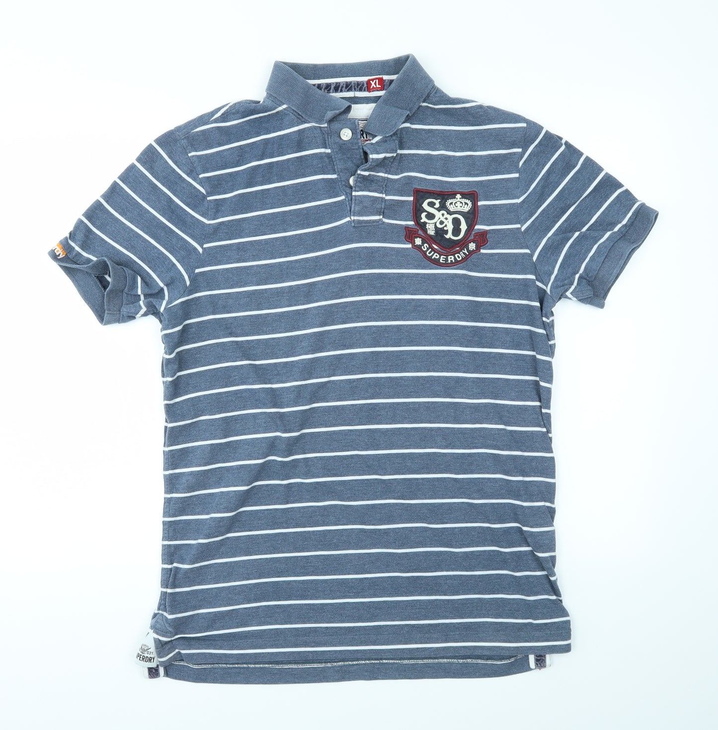 Superdry Mens Multicoloured Striped   Polo Size XL