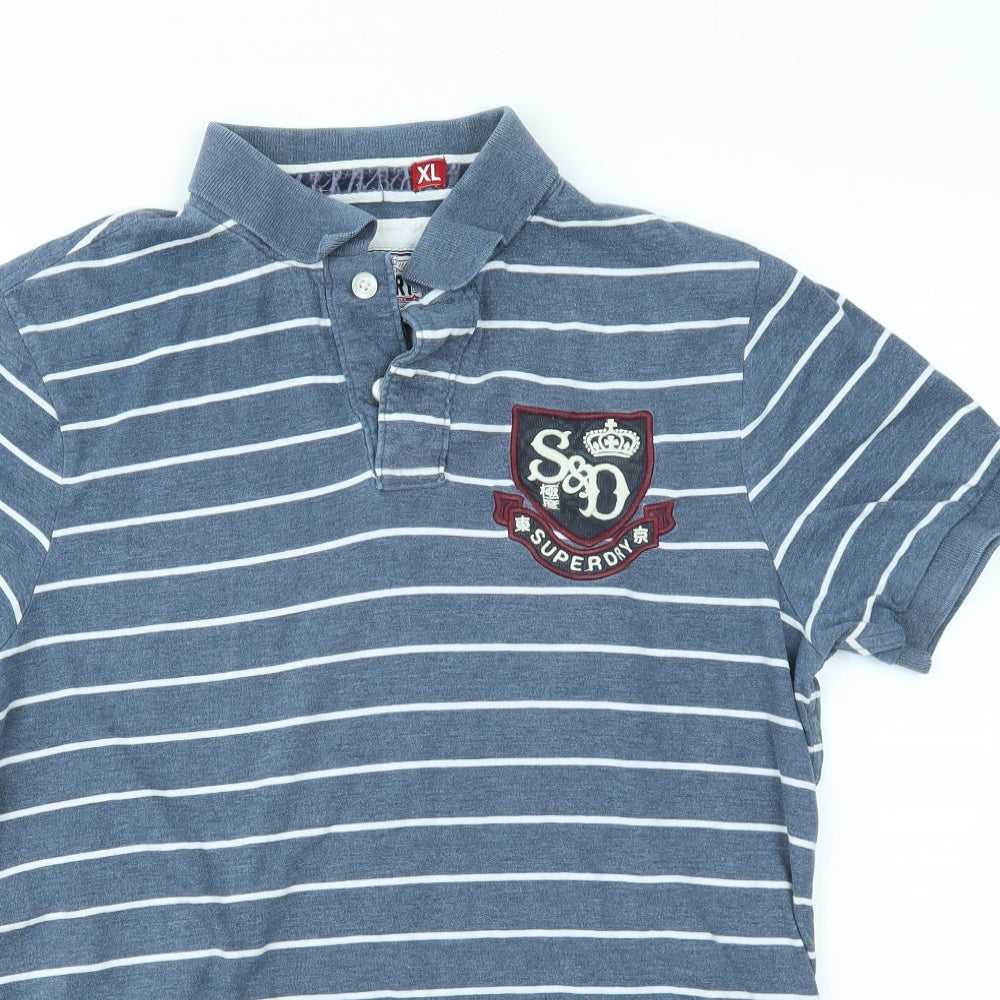Superdry Mens Multicoloured Striped   Polo Size XL