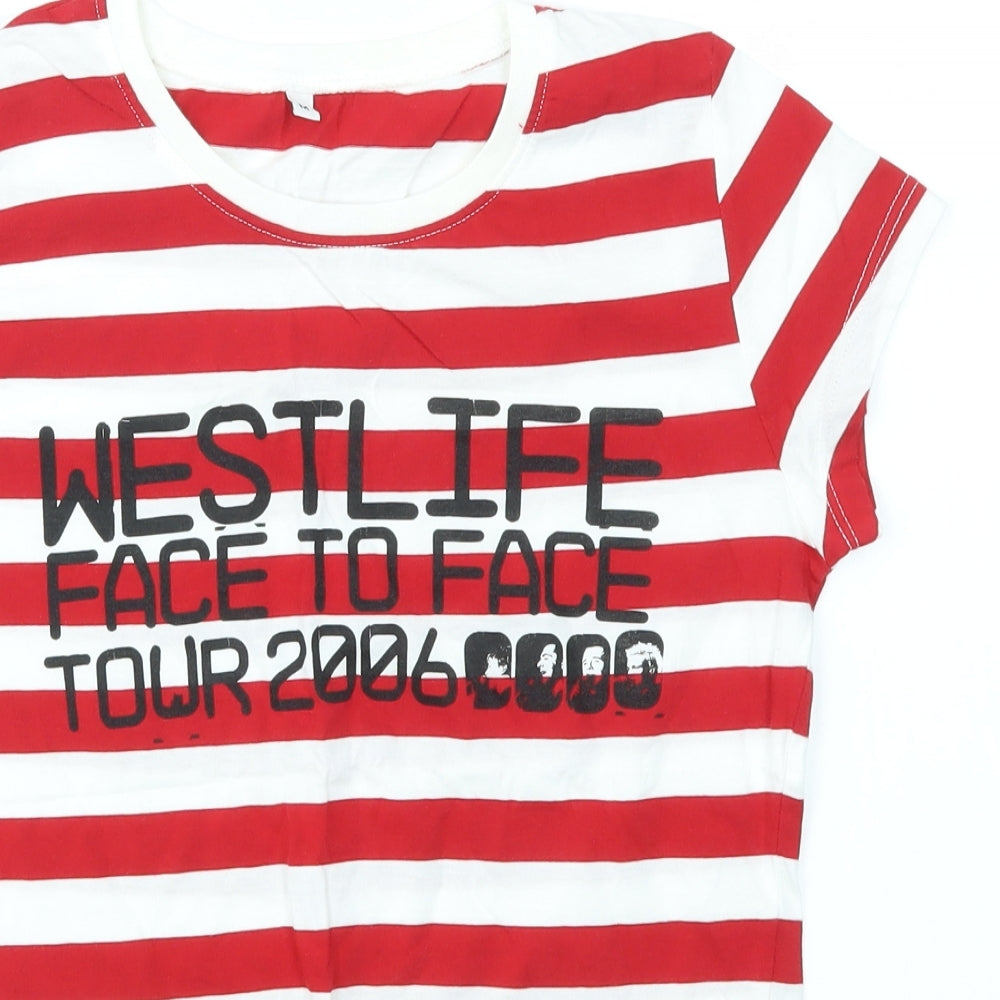 Continental Womens Red Striped  Basic T-Shirt Size M  - WESTLIFE FACE TO FACE TOUR 2006