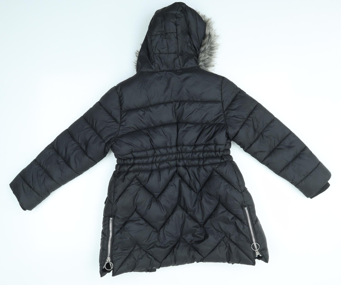 TU Girls Black   Overcoat Coat Size 7-8 Years