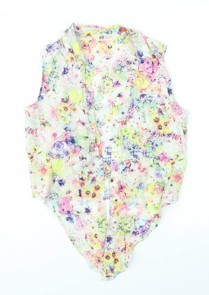 H&M Girls Multicoloured Floral  Basic Blouse Size 12-13 Years