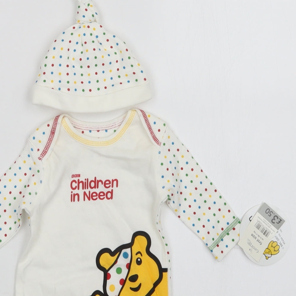 George Baby White Polka Dot  Babygrow One-Piece Size Newborn