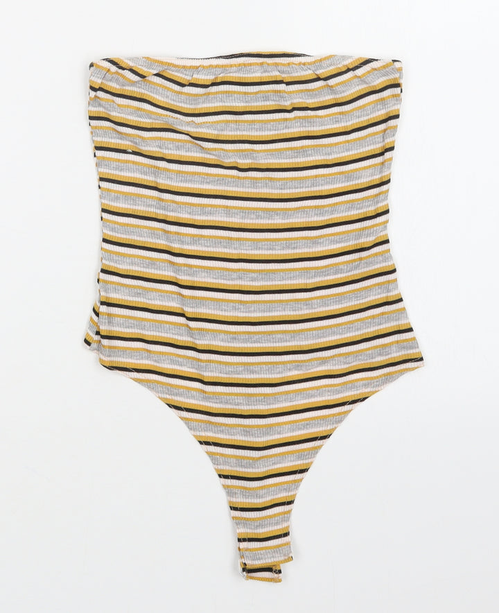 PRETTYLITTLETHING Womens Multicoloured Striped  Bodysuit One-Piece Size 8