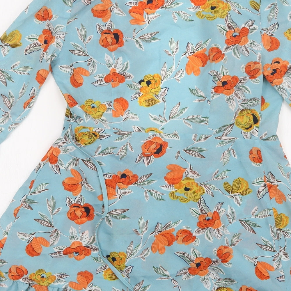 PRETTYLITTLETHING Womens Multicoloured Floral  Wrap Blouse Size 10