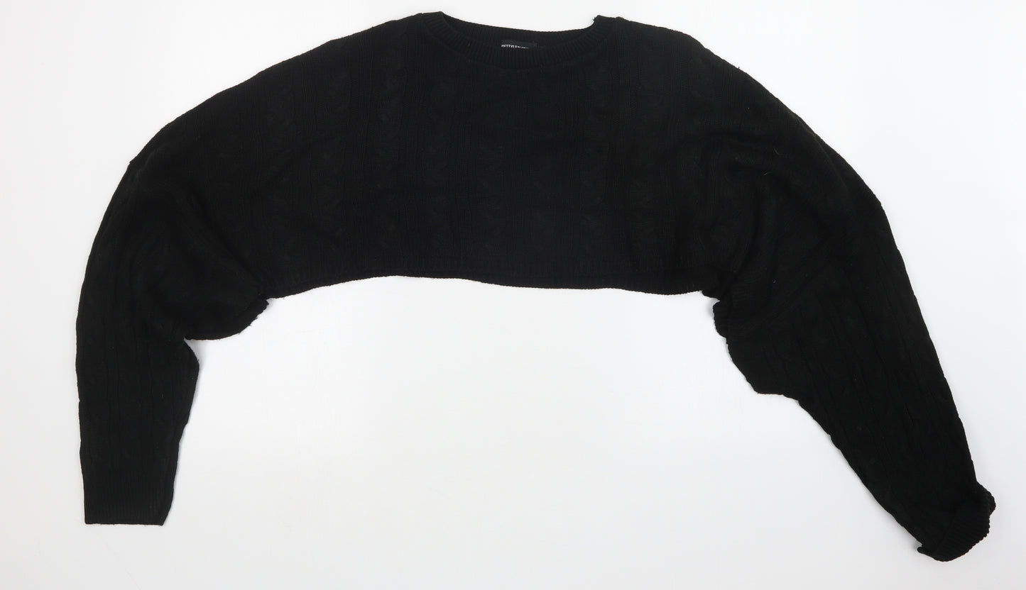PRETTYLITTLETHING Womens Black   Pullover Jumper Size S  - Cropped