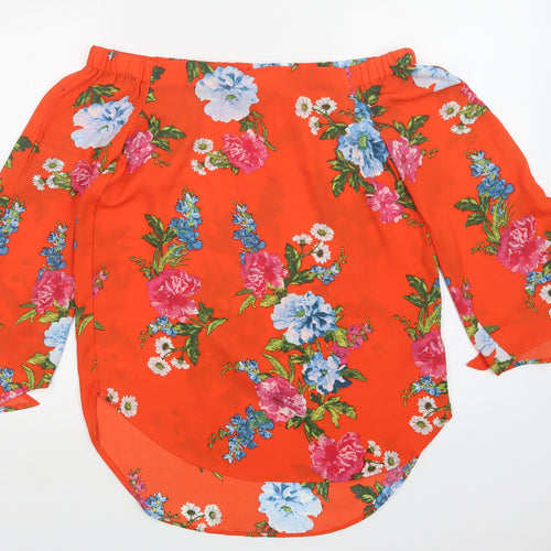 New Look Womens Orange Floral  Basic Blouse Size 10
