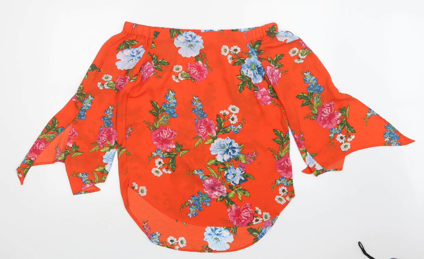 New Look Womens Orange Floral  Basic Blouse Size 10