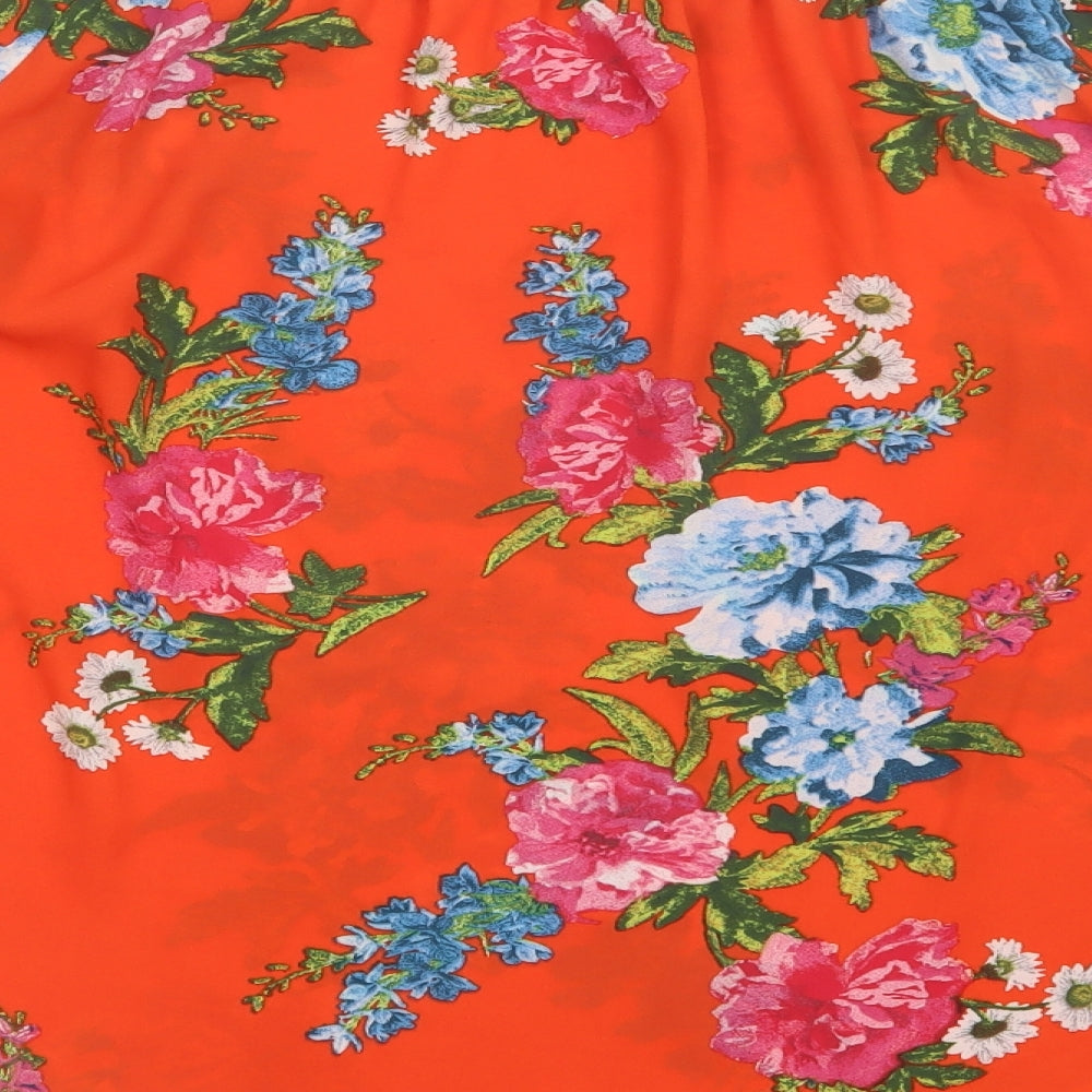 New Look Womens Orange Floral  Basic Blouse Size 10