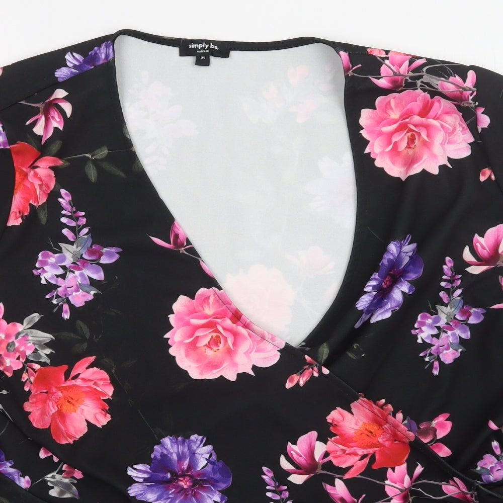 Simply Be Womens Multicoloured Floral  Basic Blouse Size 24