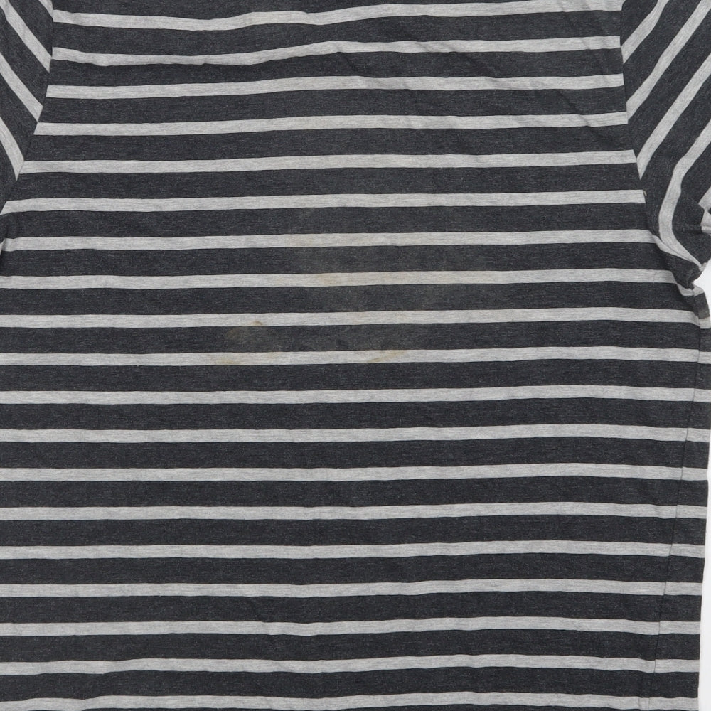 BURTON  Mens Grey Striped   T-Shirt Size L