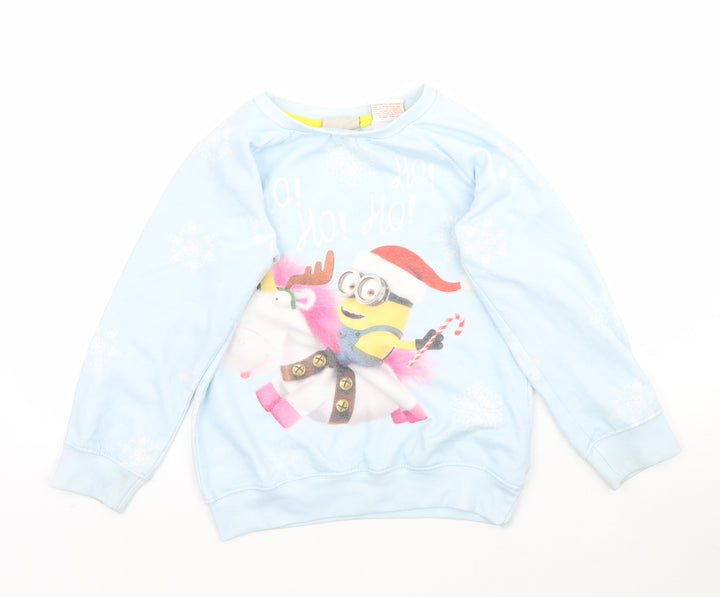 NEXT Girls Blue   Pullover Sweatshirt Size 7 Years  - Minions Christmas