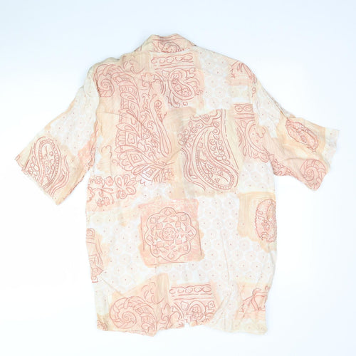 Preworn Womens Beige Paisley  Basic Button-Up Size 14