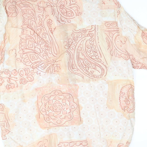 Preworn Womens Beige Paisley  Basic Button-Up Size 14