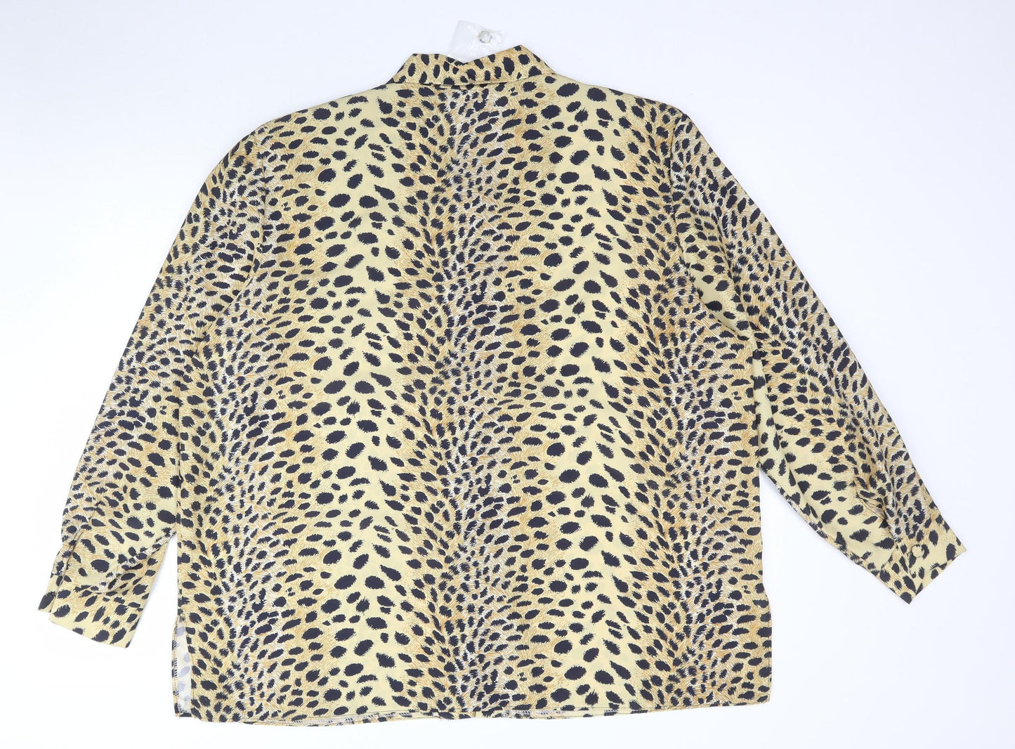 Preworn Womens Yellow Animal Print  Basic Button-Up Size 24  - Leopard Print