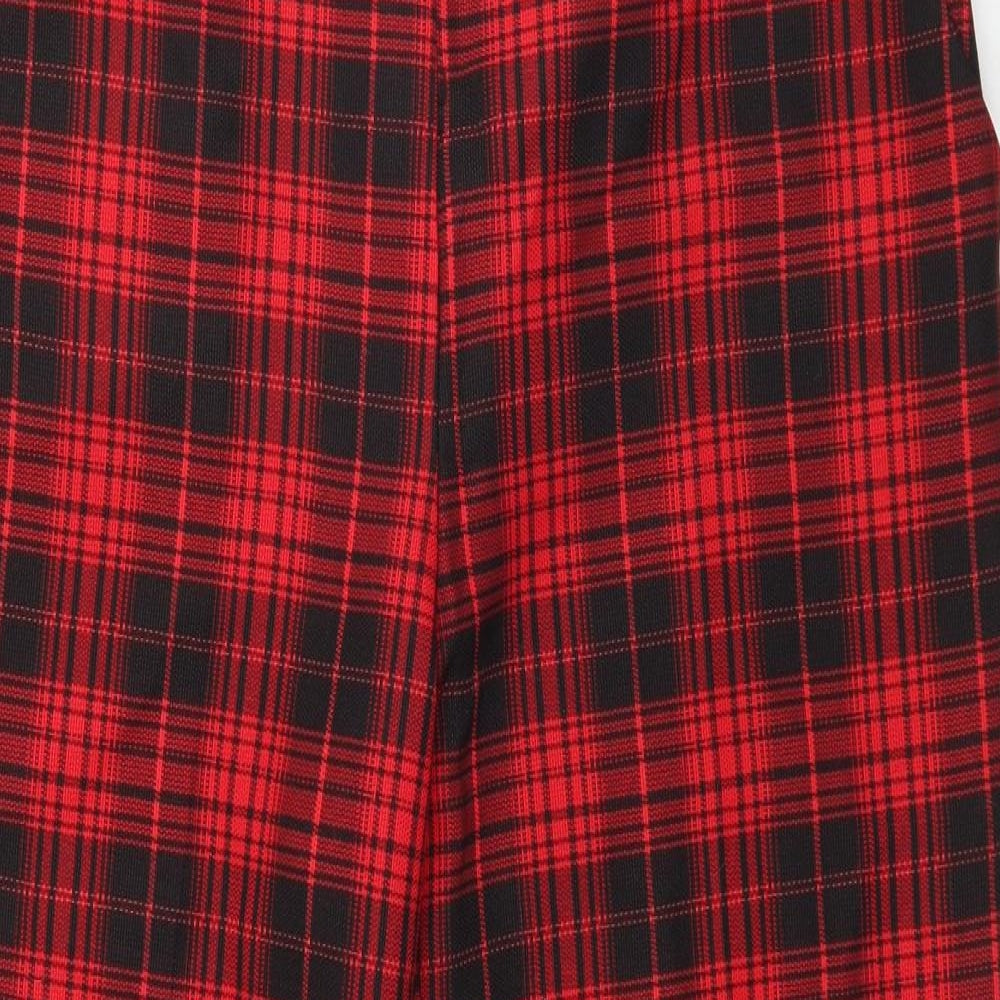 Primark Womens Red Plaid  Trousers  Size 14 L28 in