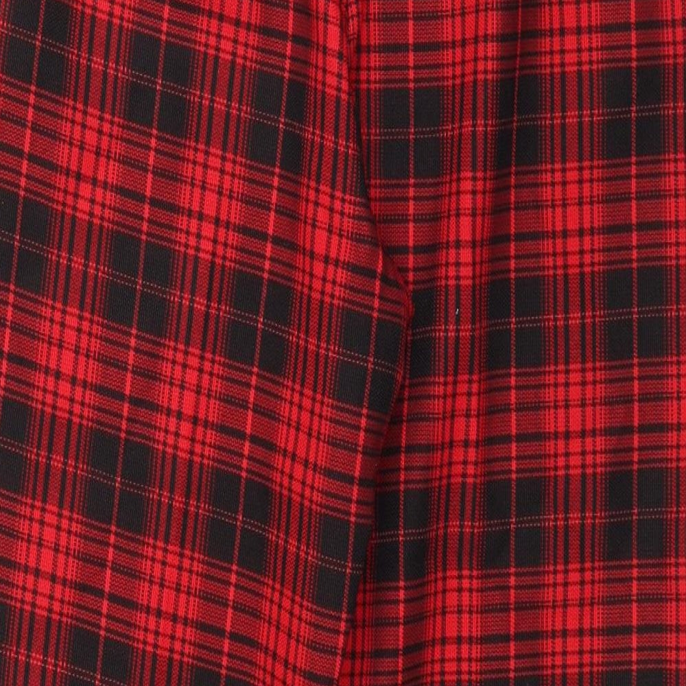 Primark Womens Red Plaid  Trousers  Size 14 L28 in