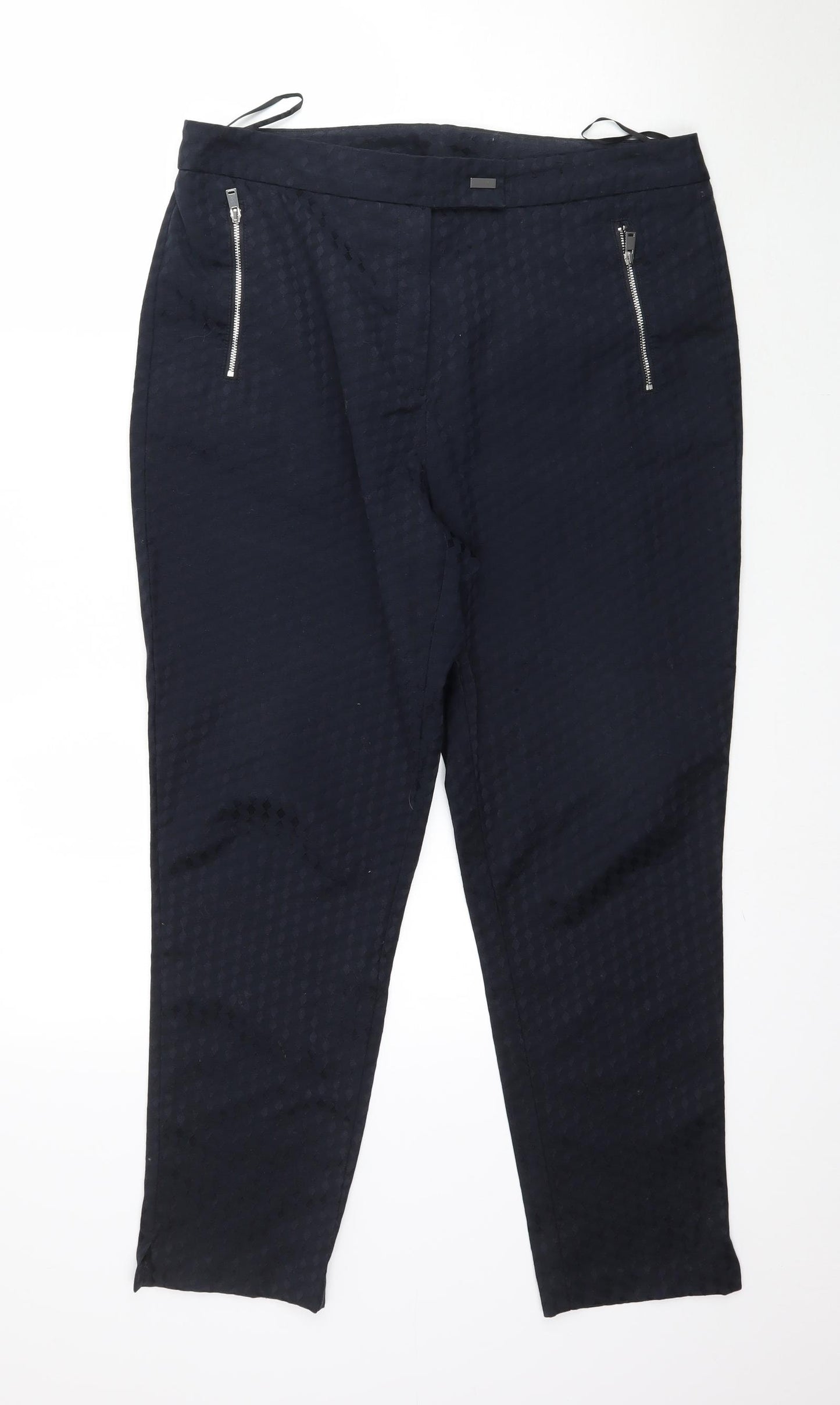 F&F Womens Blue Geometric  Trousers  Size 14 L27 in