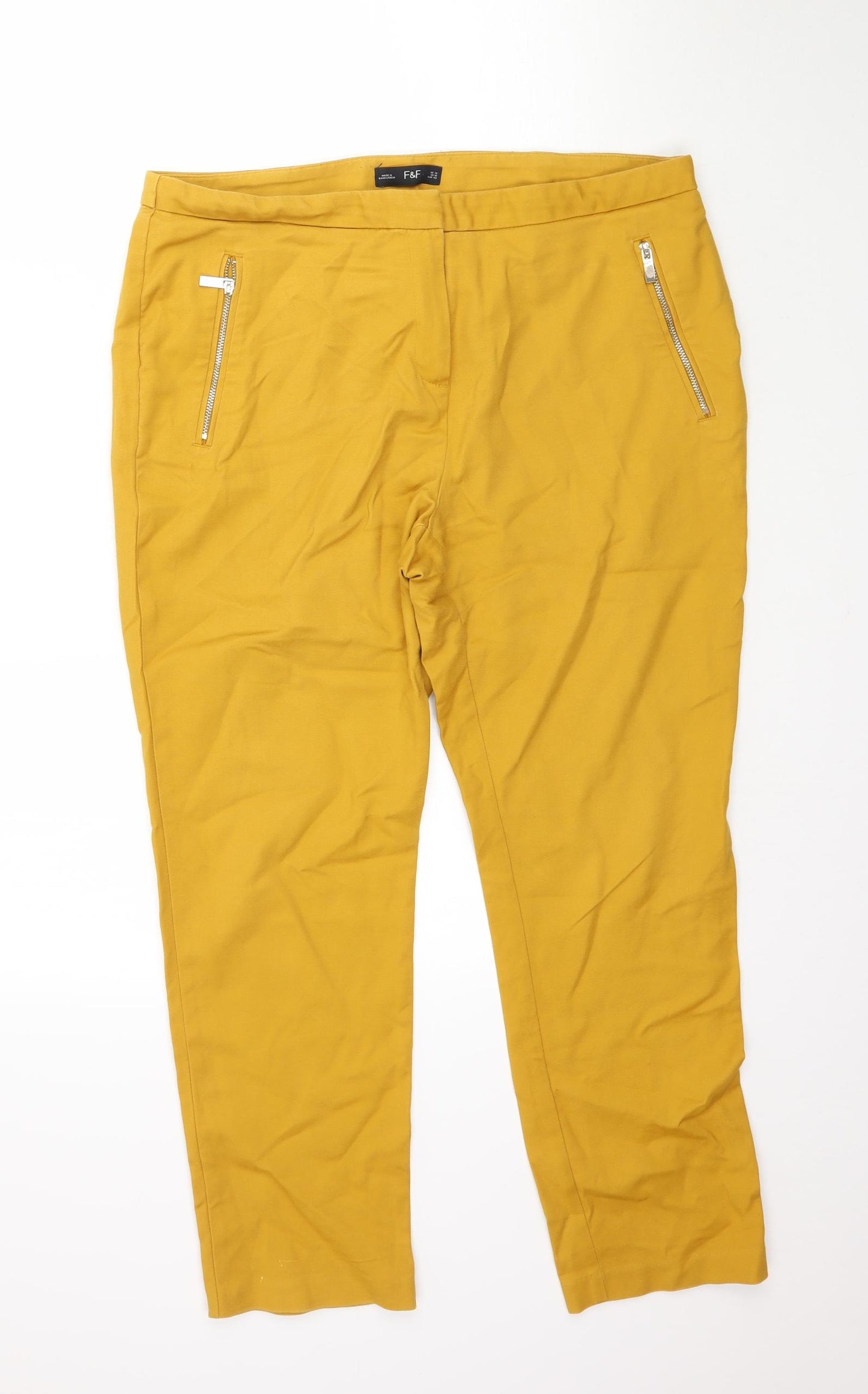 F&F Womens Yellow   Trousers  Size 14 L26 in