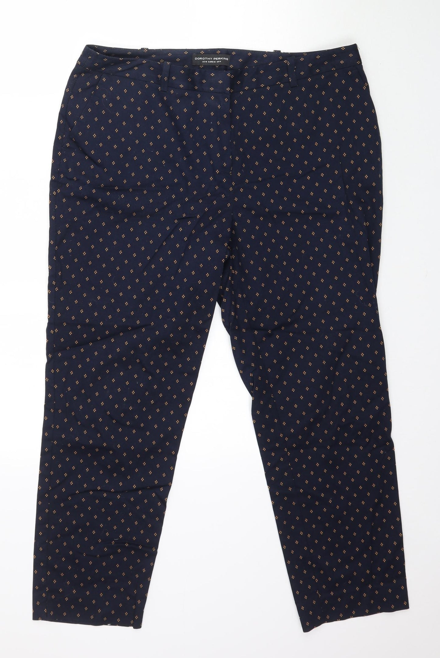 Dorothy Perkins Womens Blue   Trousers  Size 14 L26 in - Diamond Pattern