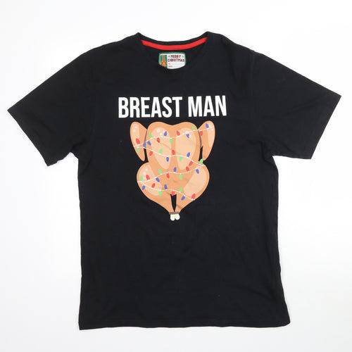 Star Mens Black    T-Shirt Size M  - Christmas Turkey