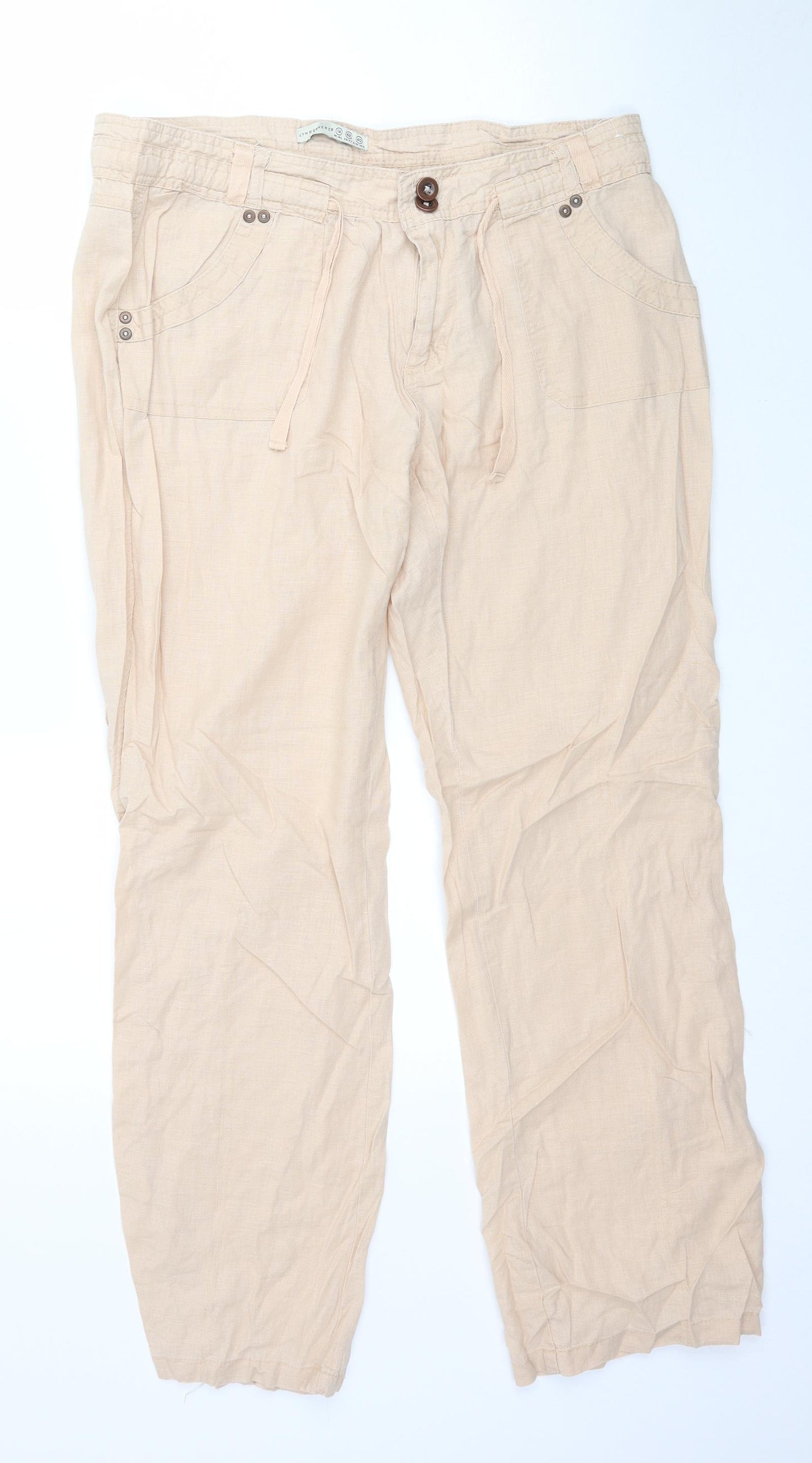 Atmosphere Womens Beige   Trousers  Size 14 L30 in