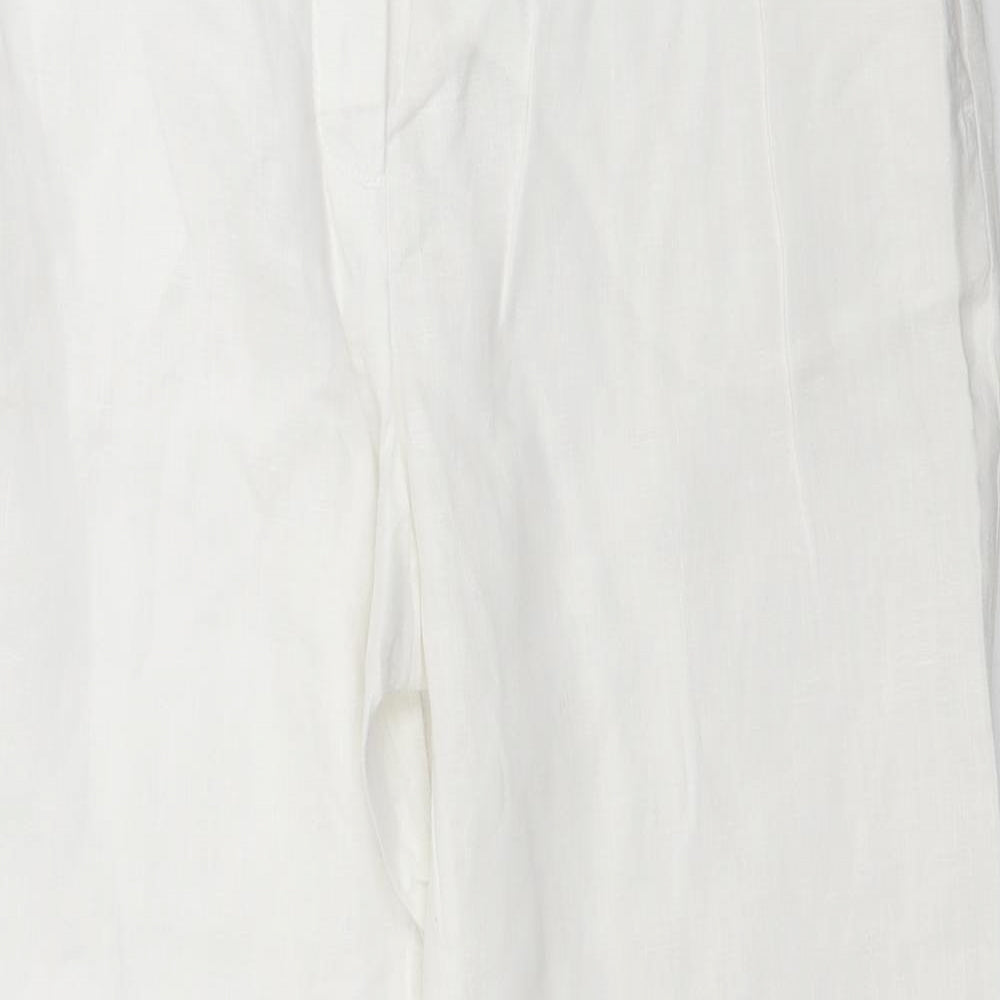 H&M Womens White   Trousers  Size 10 L28 in