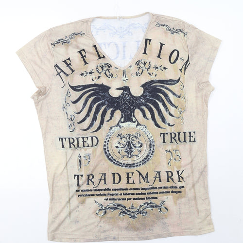 orderplus Womens Beige   Basic T-Shirt Size XL